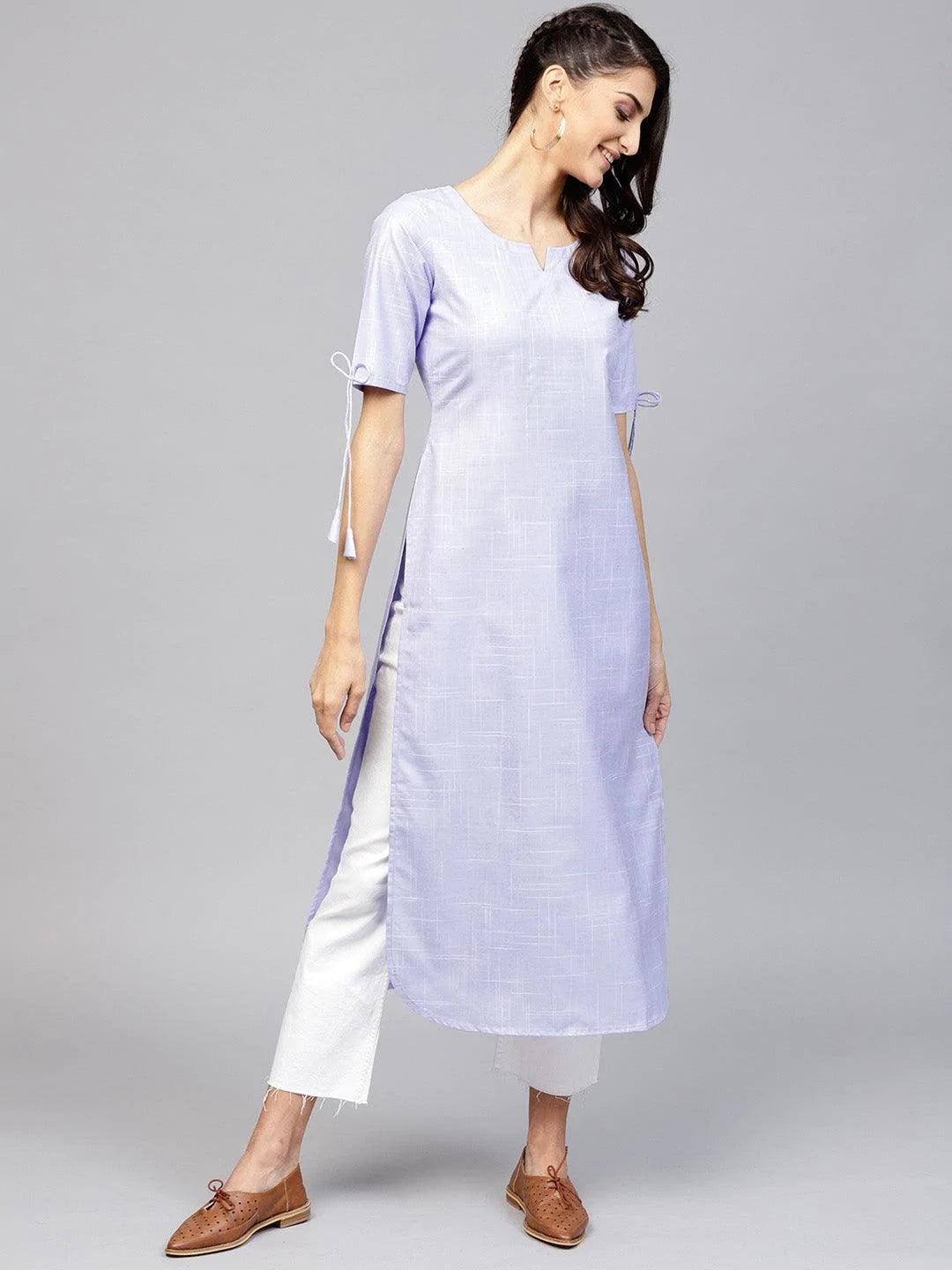 Purple Woven Design Cotton Kurta - ShopLibas