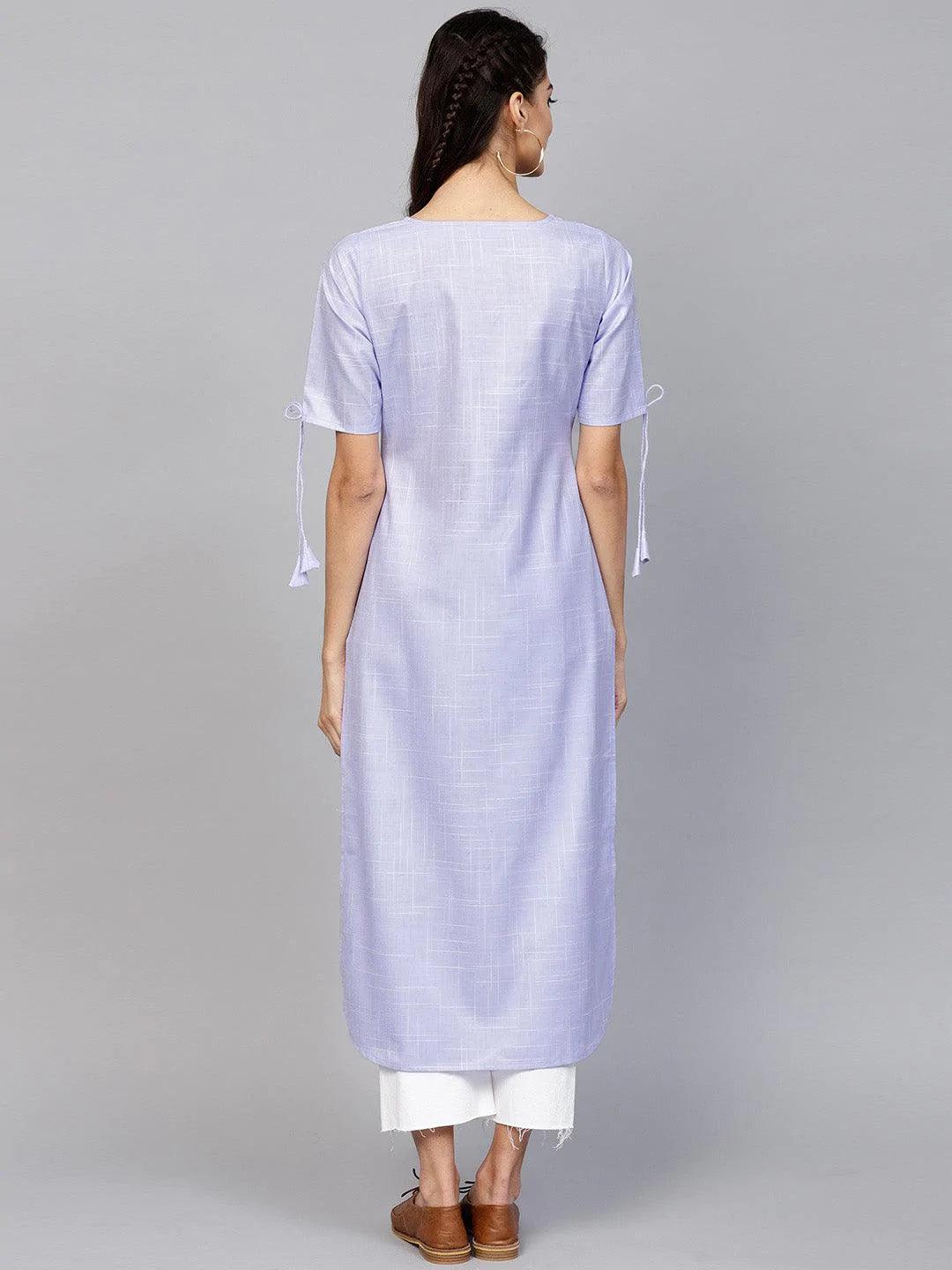 Purple Woven Design Cotton Kurta - ShopLibas