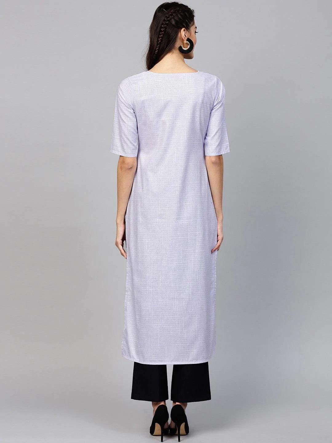 Purple Woven Design Cotton Kurta