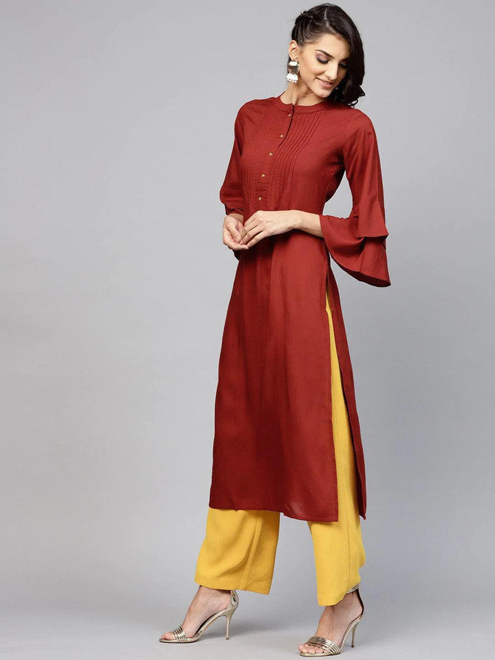 Maroon Solid Rayon Kurta - ShopLibas