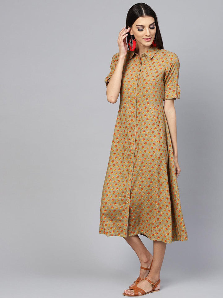 Multicoloured Printed Rayon Dress - ShopLibas