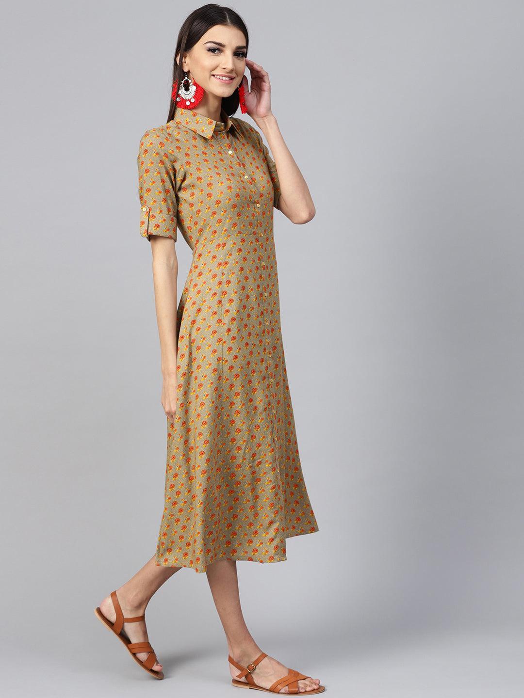 Multicoloured Printed Rayon Dress