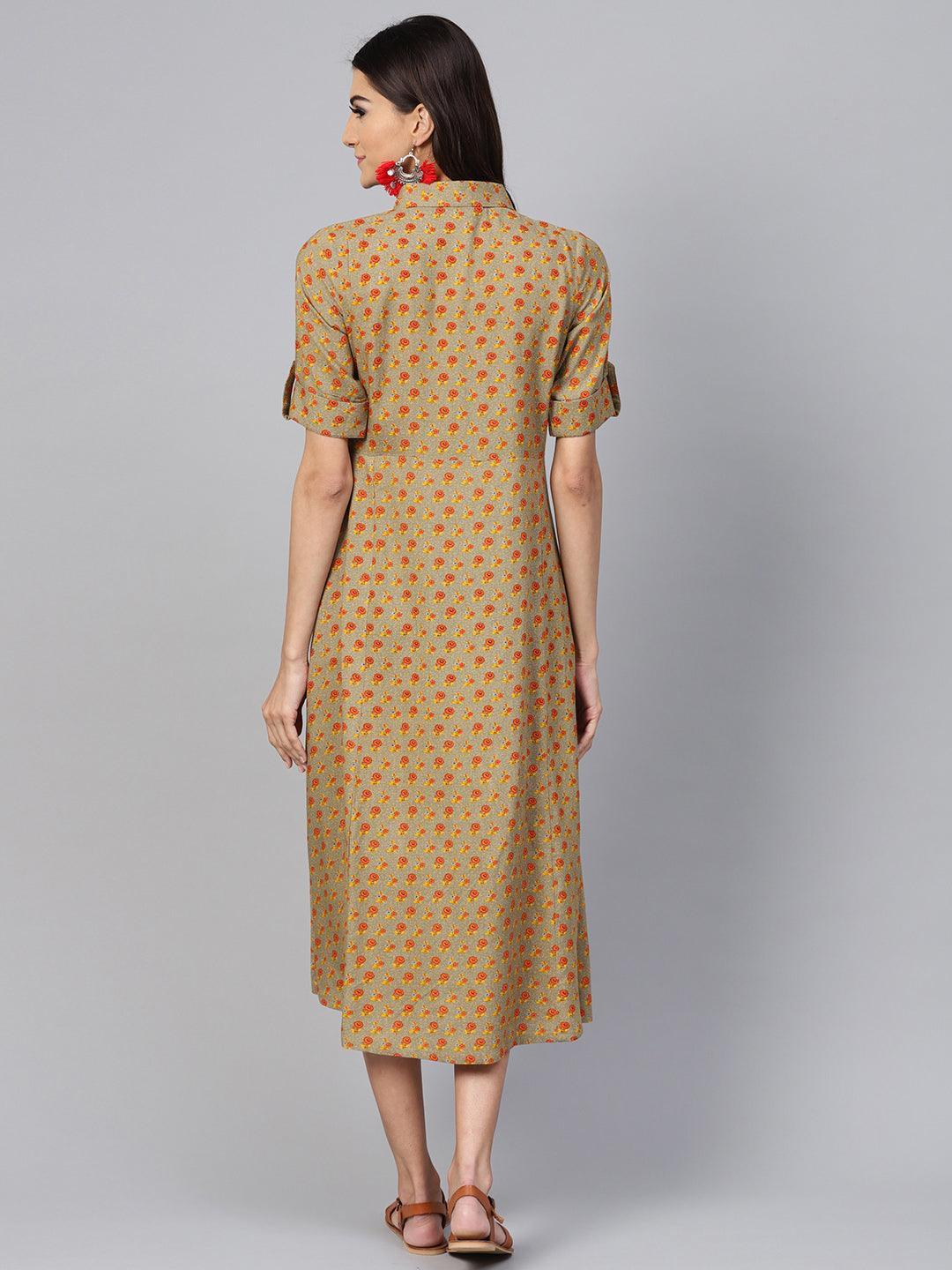 Multicoloured Printed Rayon Dress