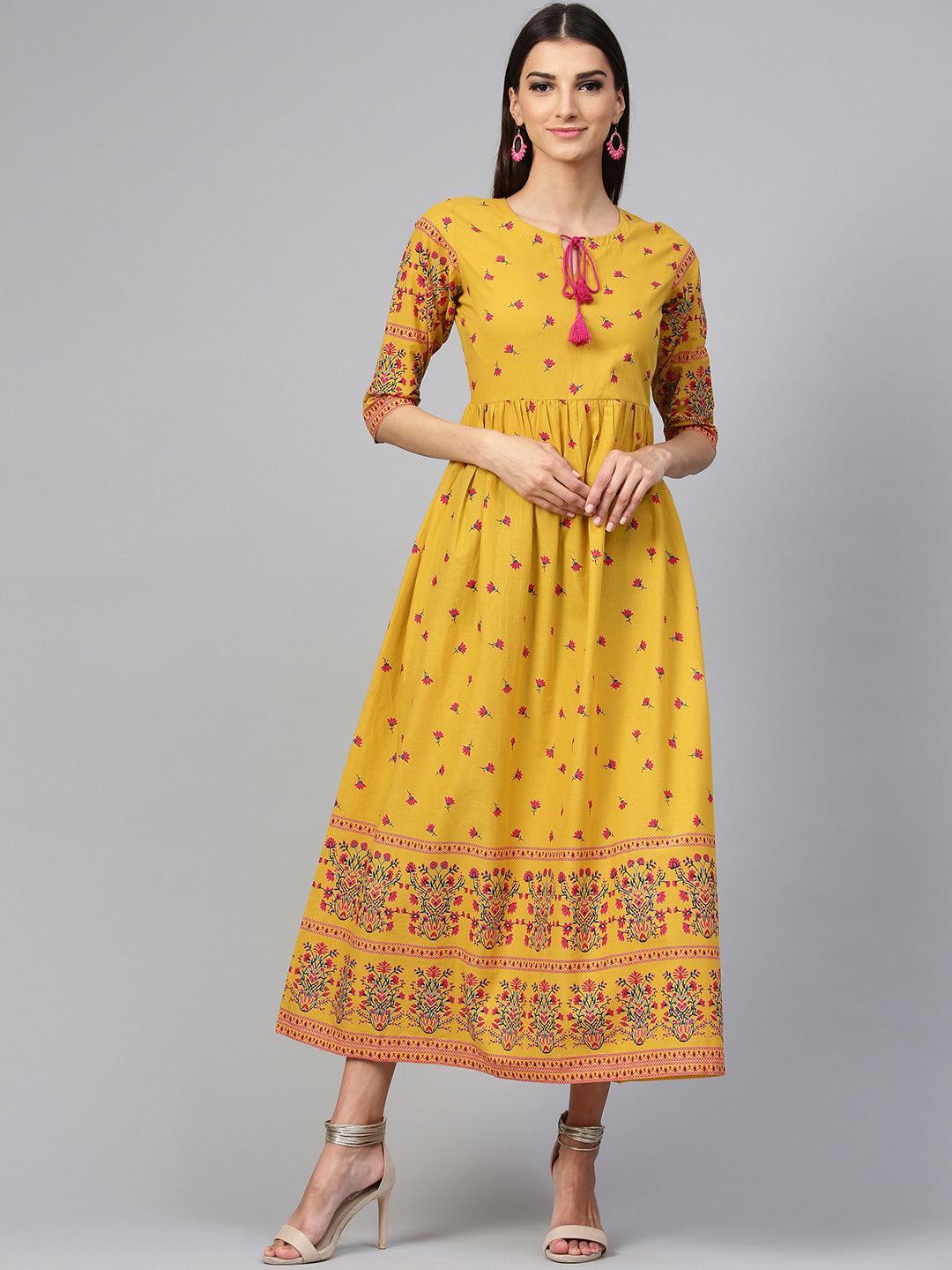 Yellow Printed Cotton Dress