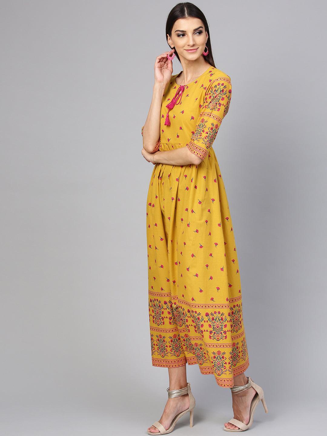 Yellow Printed Cotton Dress