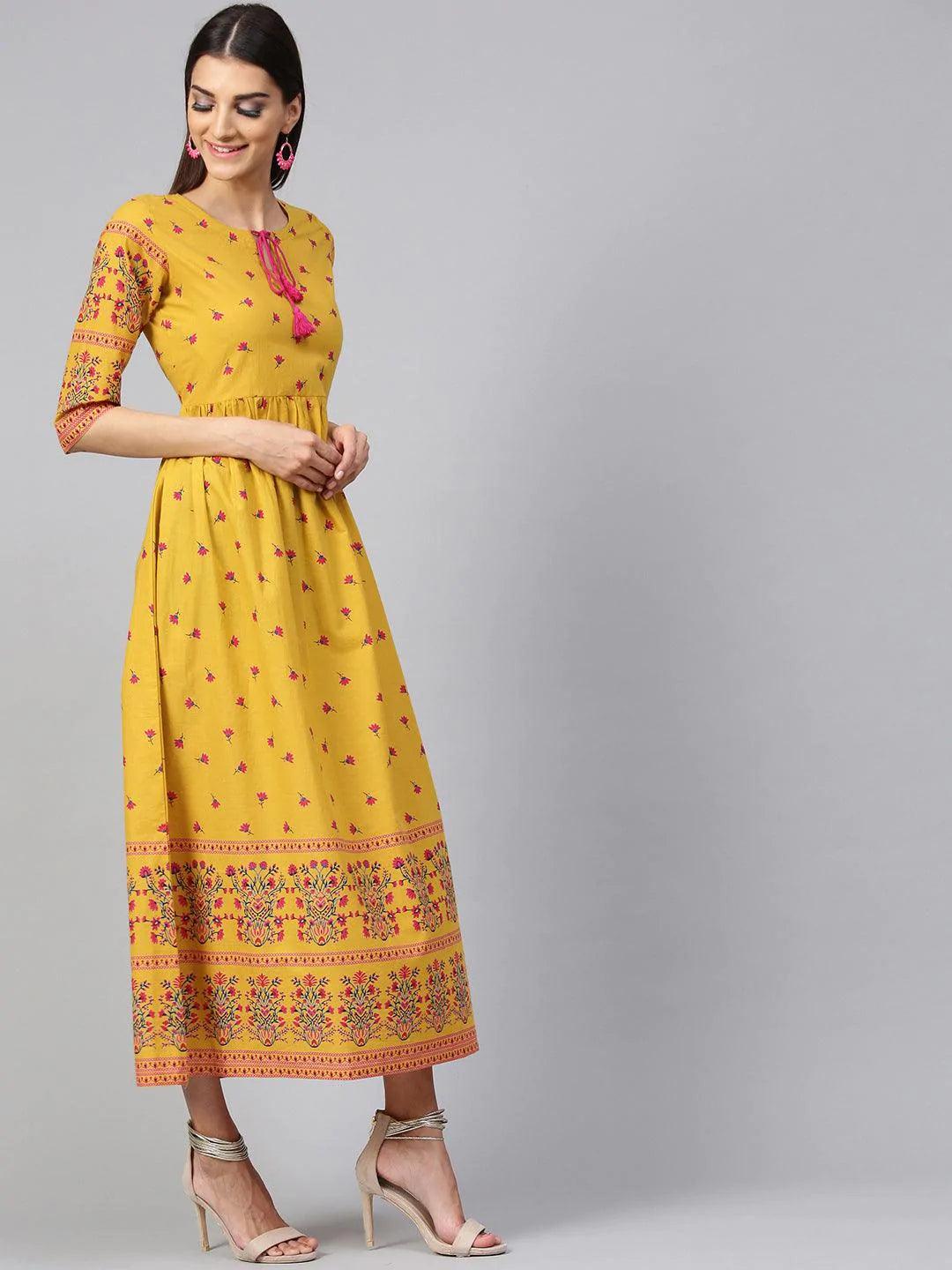 Yellow Printed Cotton Dress