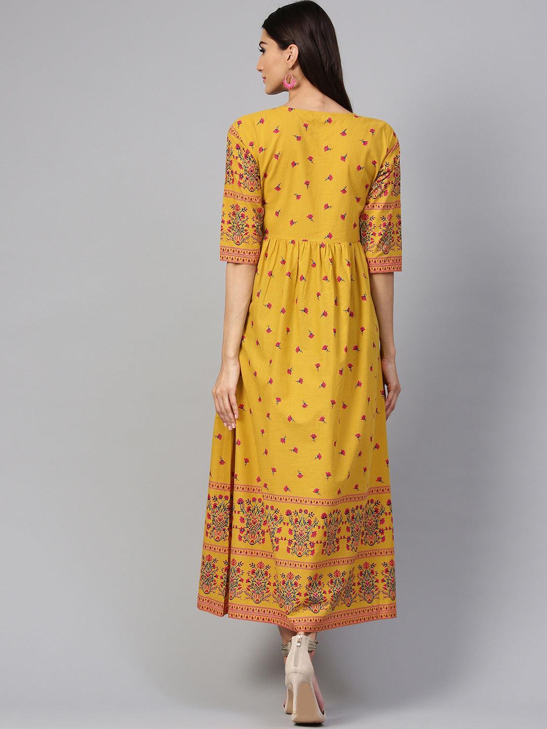 Yellow Printed Cotton Dress