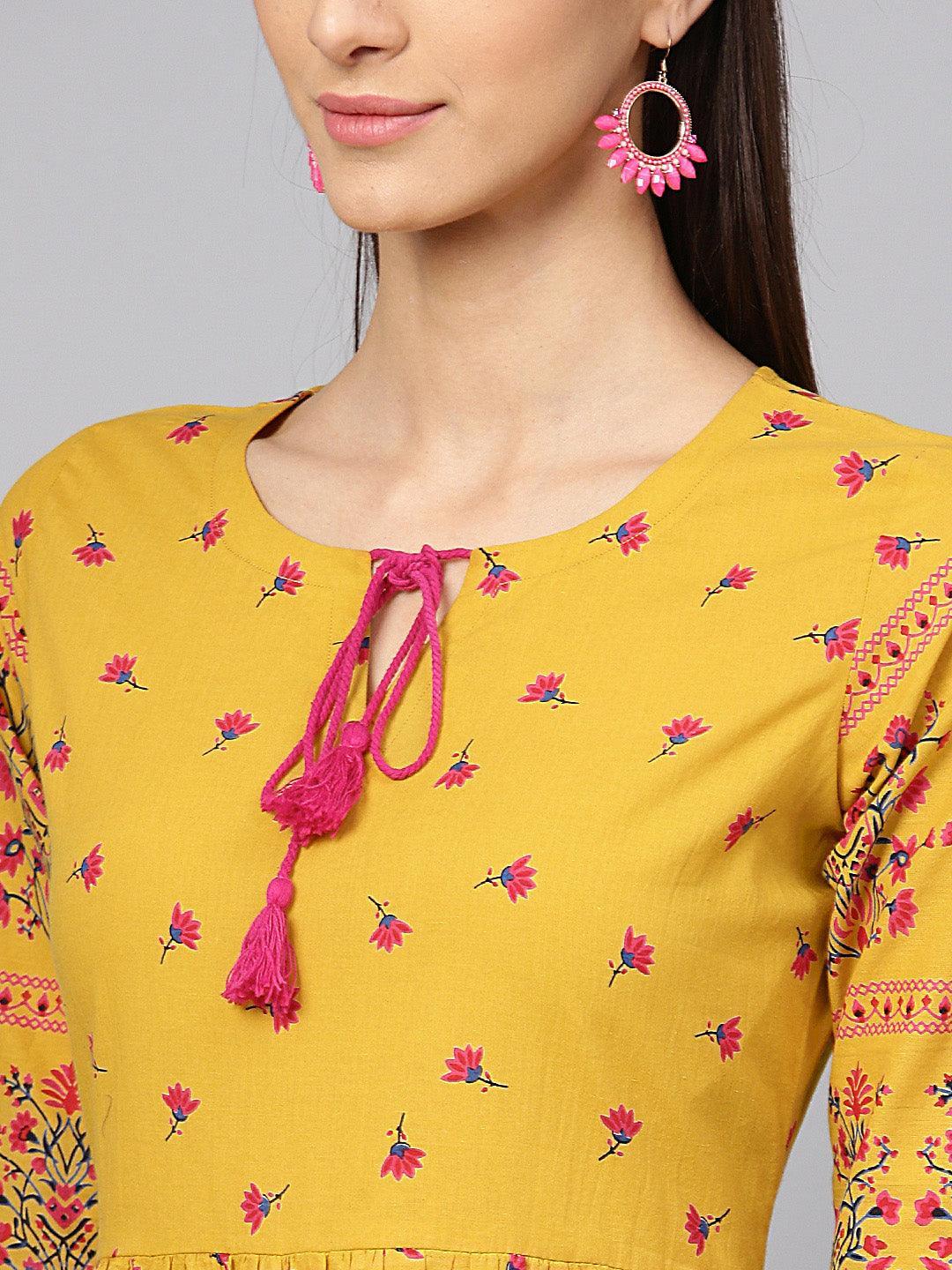 Yellow Printed Cotton Dress