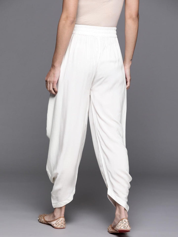 White Solid Rayon Salwar Pants - ShopLibas