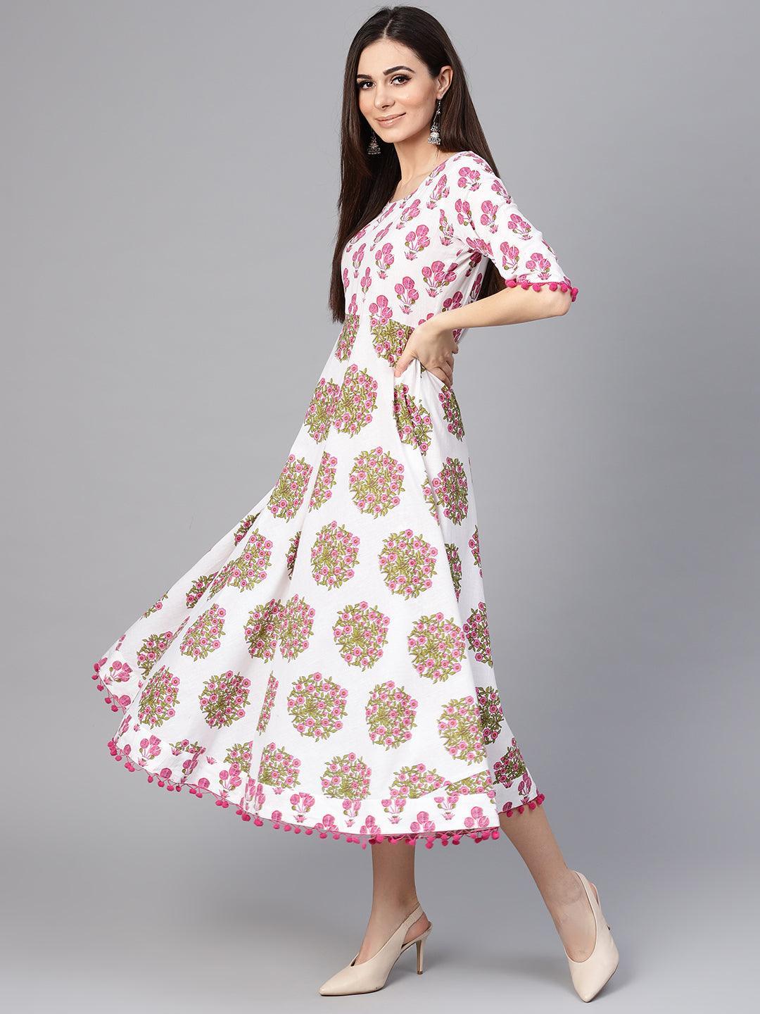 Multicoloured Printed Cotton Dress - ShopLibas