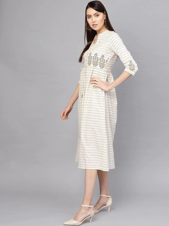 White Printed Cotton Dress - ShopLibas