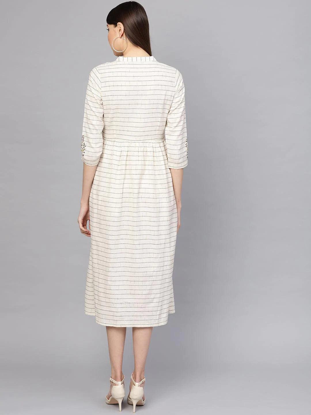 White Printed Cotton Dress