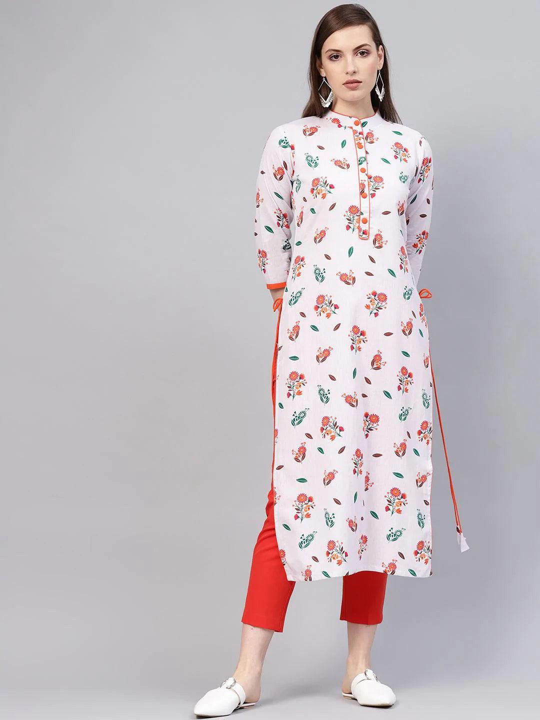 Multicoloured Printed Cotton Kurta - ShopLibas