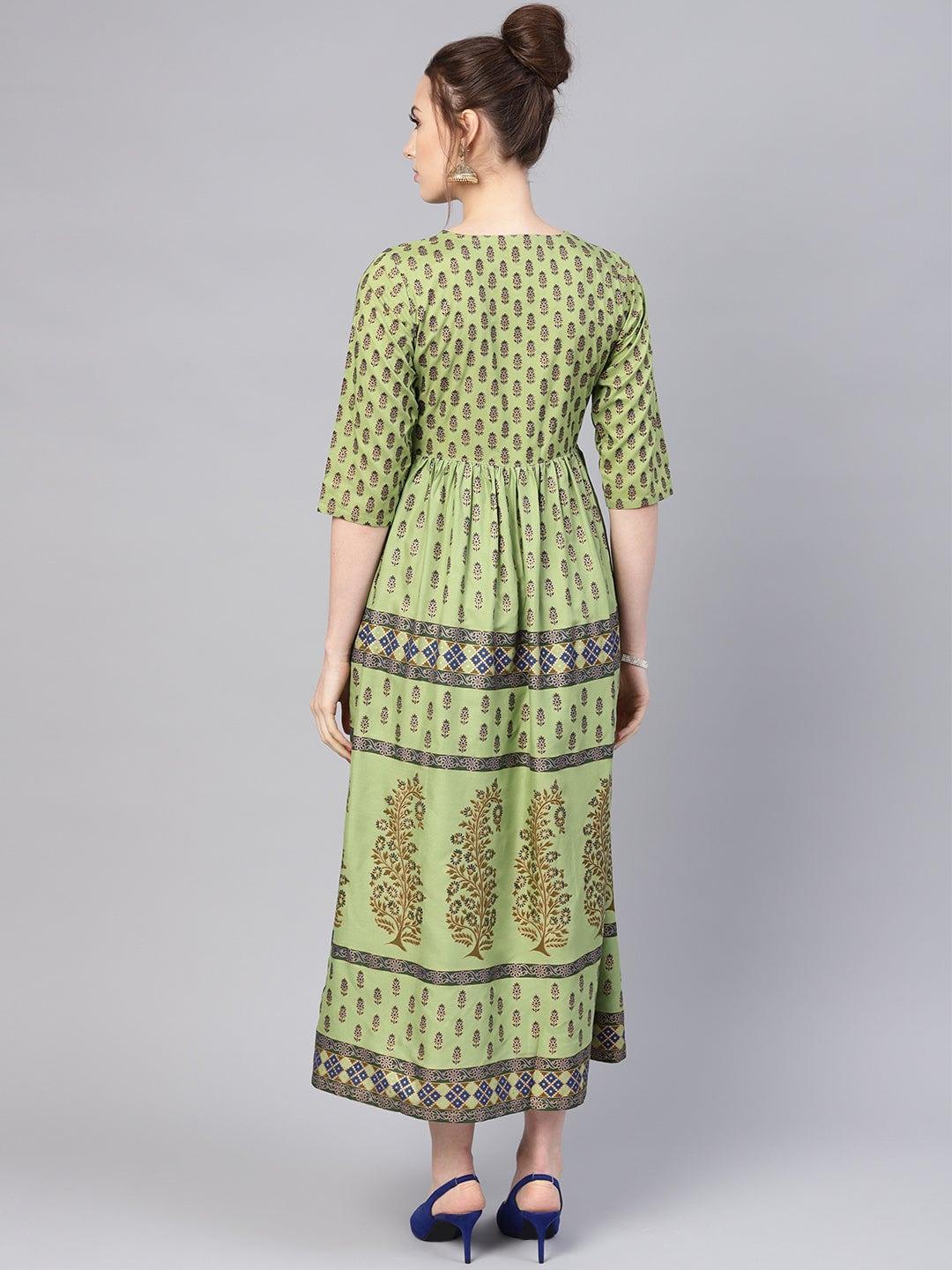 Green Printed Cotton Dress