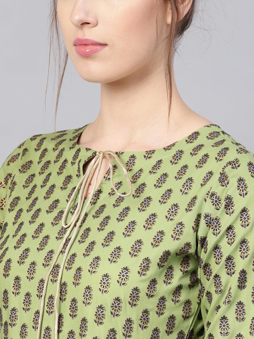 Green Printed Cotton Dress