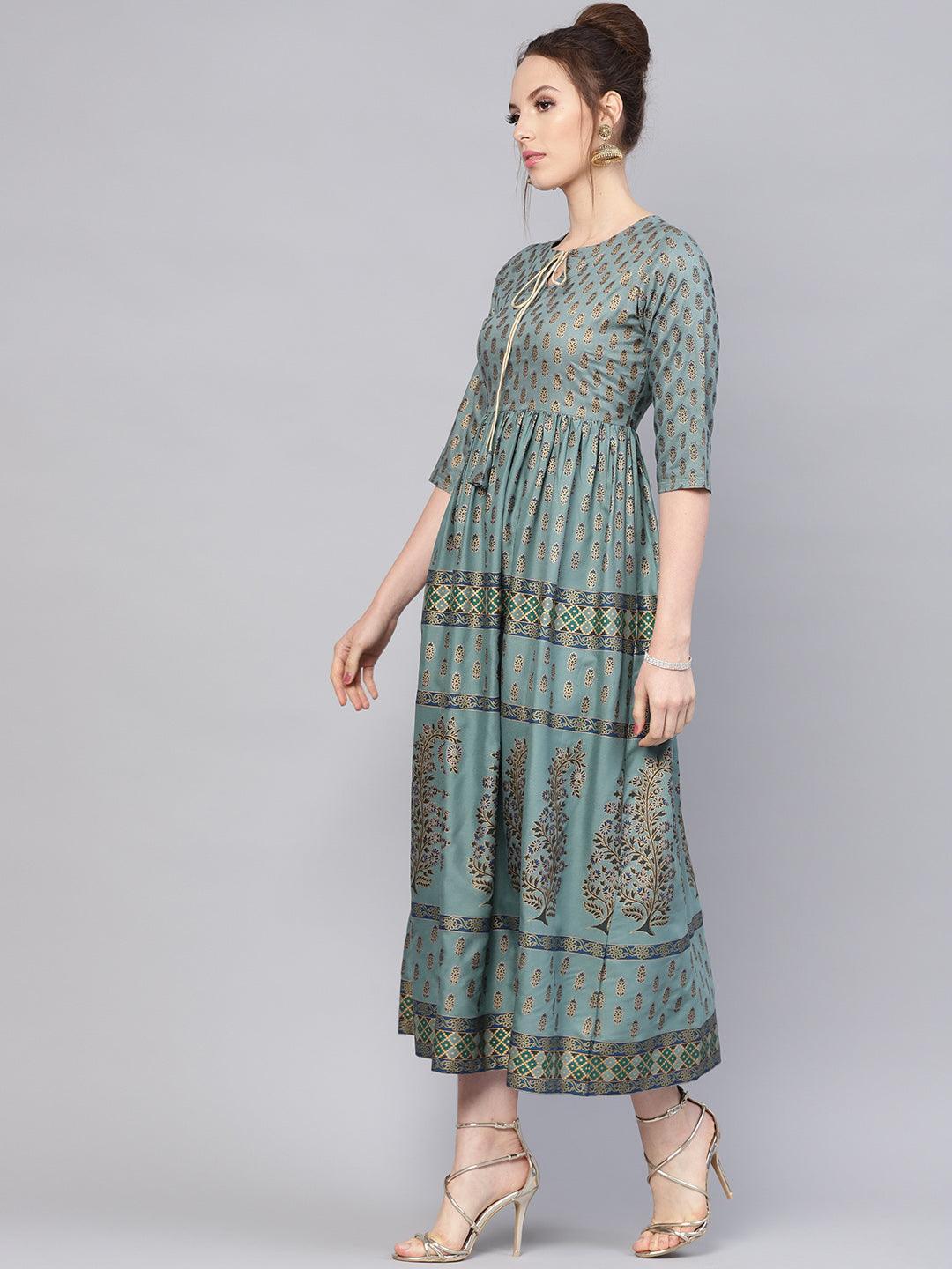 Green Printed Cotton Dress