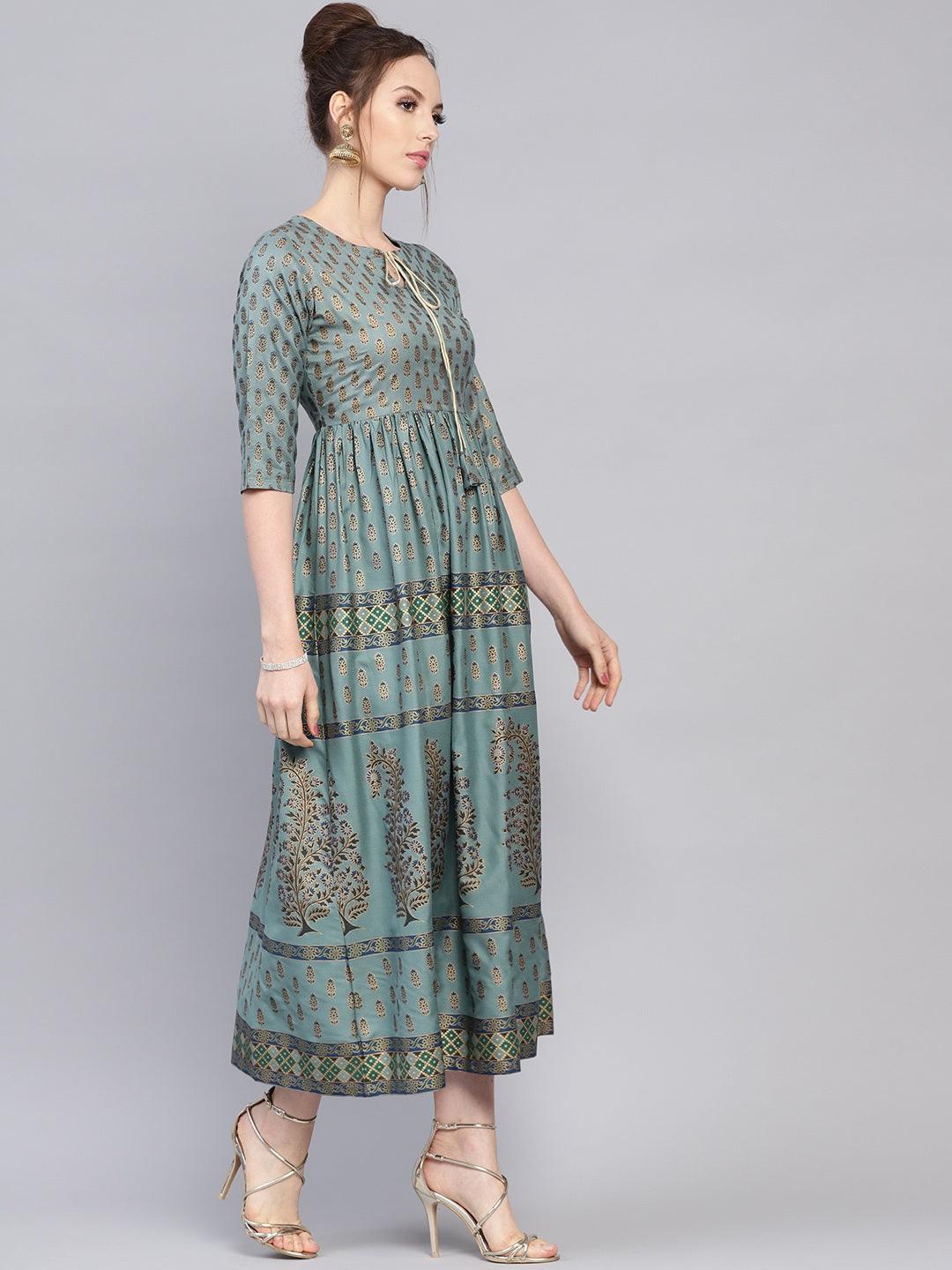 Green Printed Cotton Dress