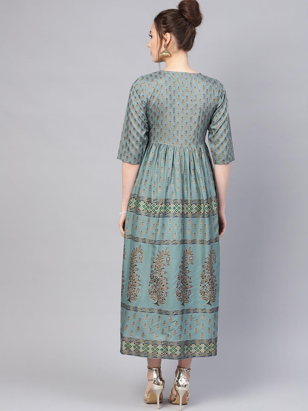 Green Printed Cotton Dress