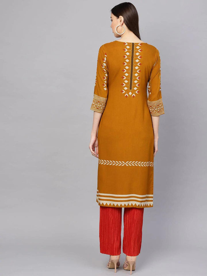 Yellow Printed Rayon Kurta - ShopLibas