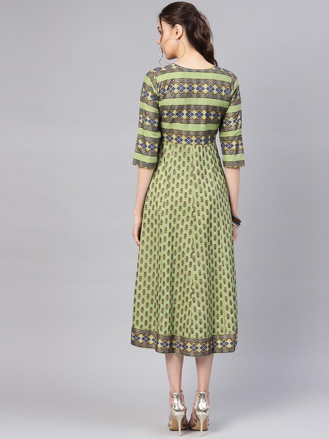 Green Printed Cotton Dress