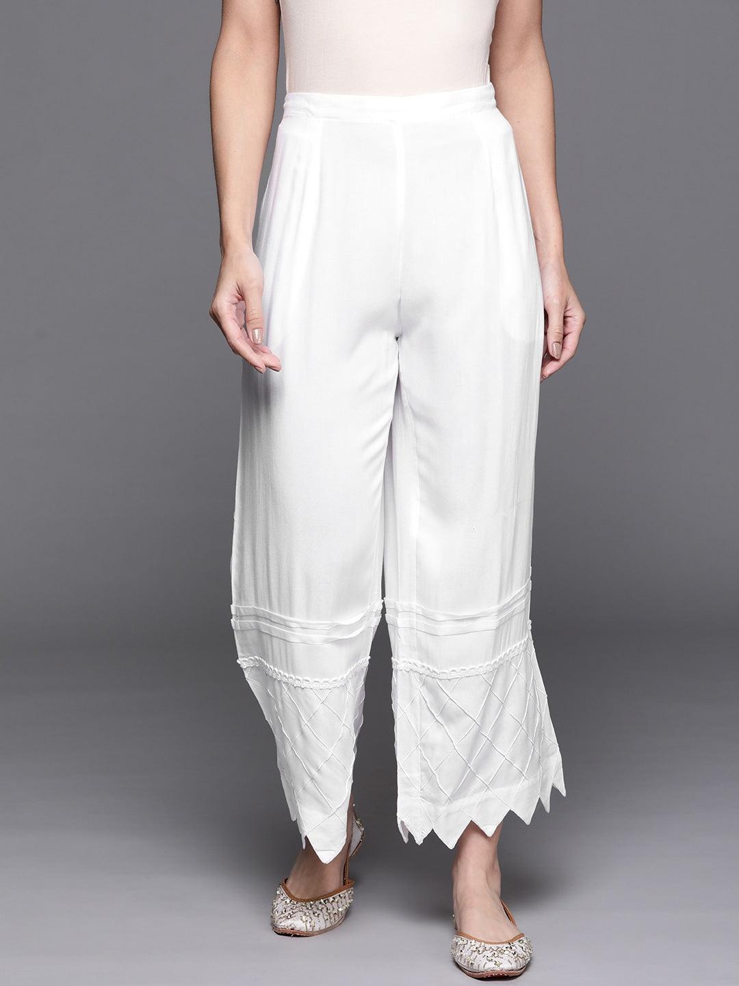 White Hem Design Rayon Palazzos