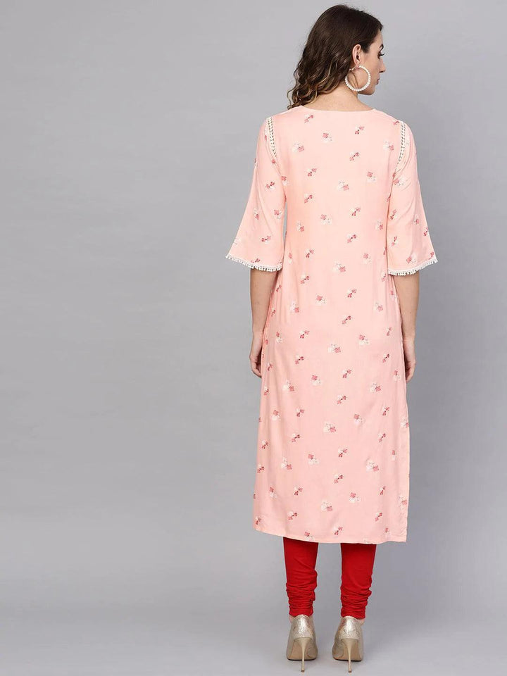 Pink Printed Rayon Kurta - ShopLibas