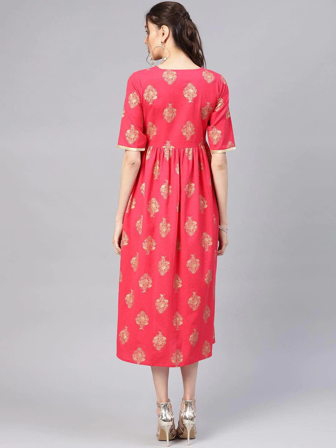 Pink Printed Cotton Dress