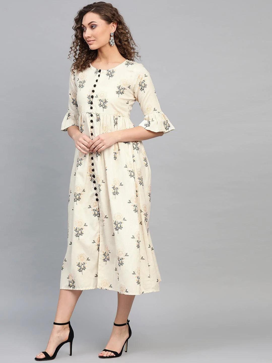 White Printed Cotton Dress