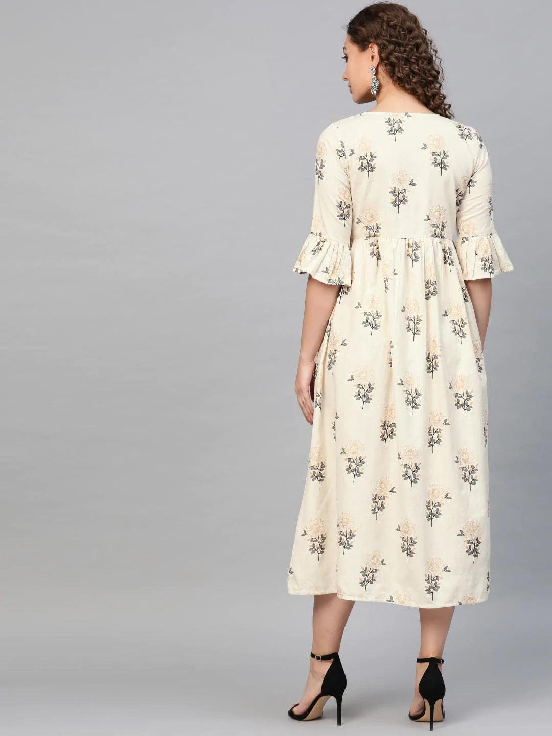 White Printed Cotton Dress