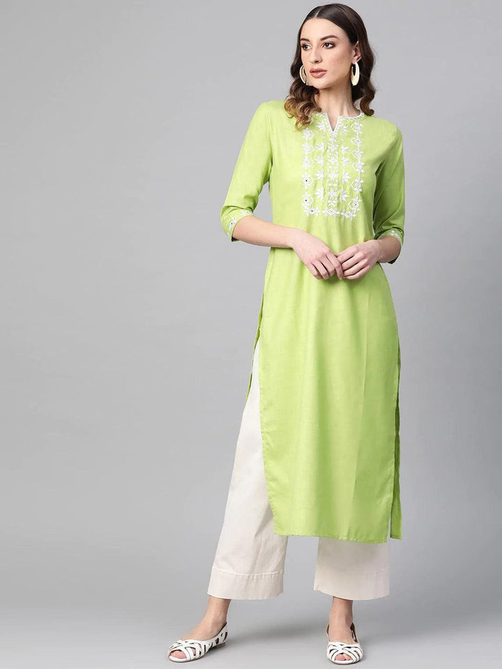 Green Printed Cotton Kurta - ShopLibas