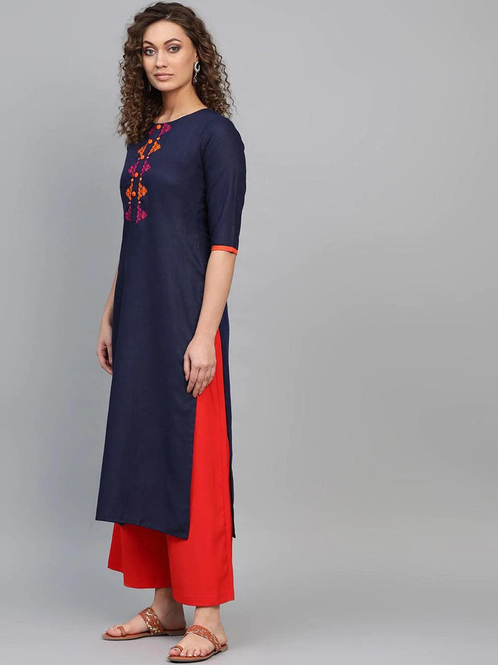 Blue Printed Cotton Kurta - ShopLibas