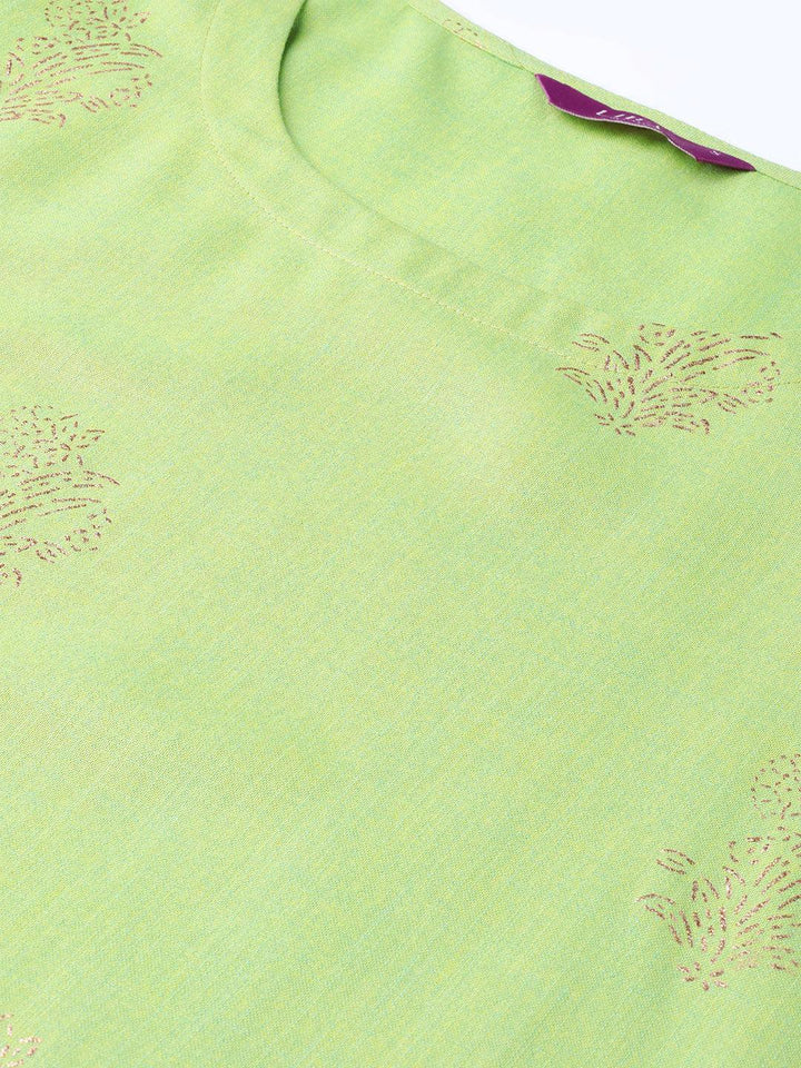 Green Printed Cotton Kurta - ShopLibas