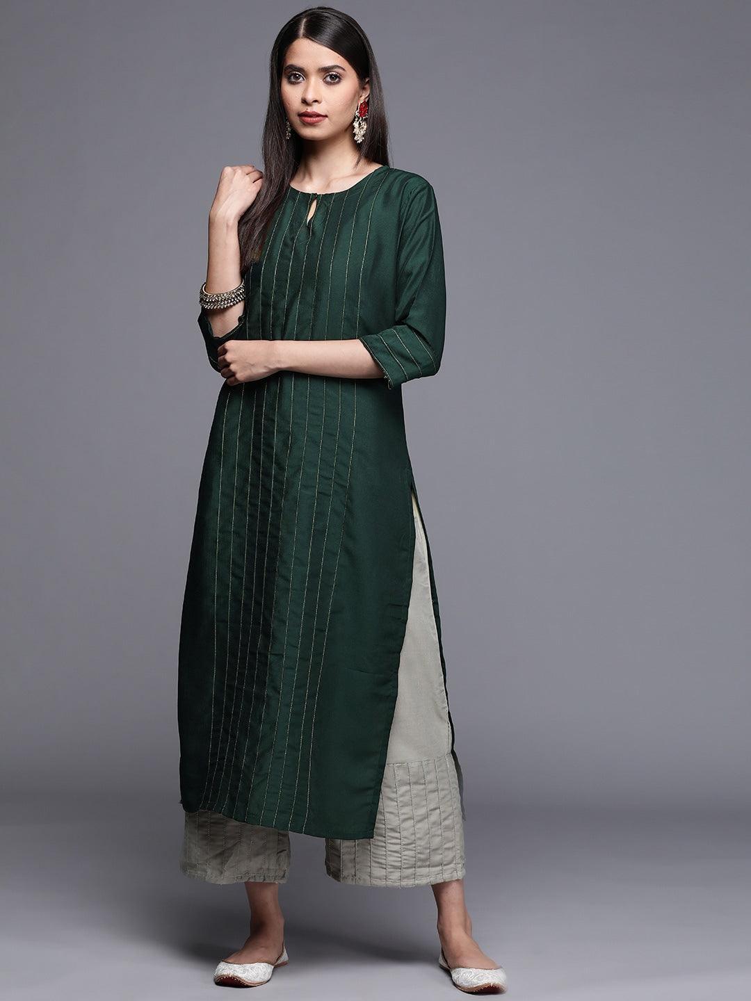 Teal Solid Chanderi Silk Kurta - ShopLibas