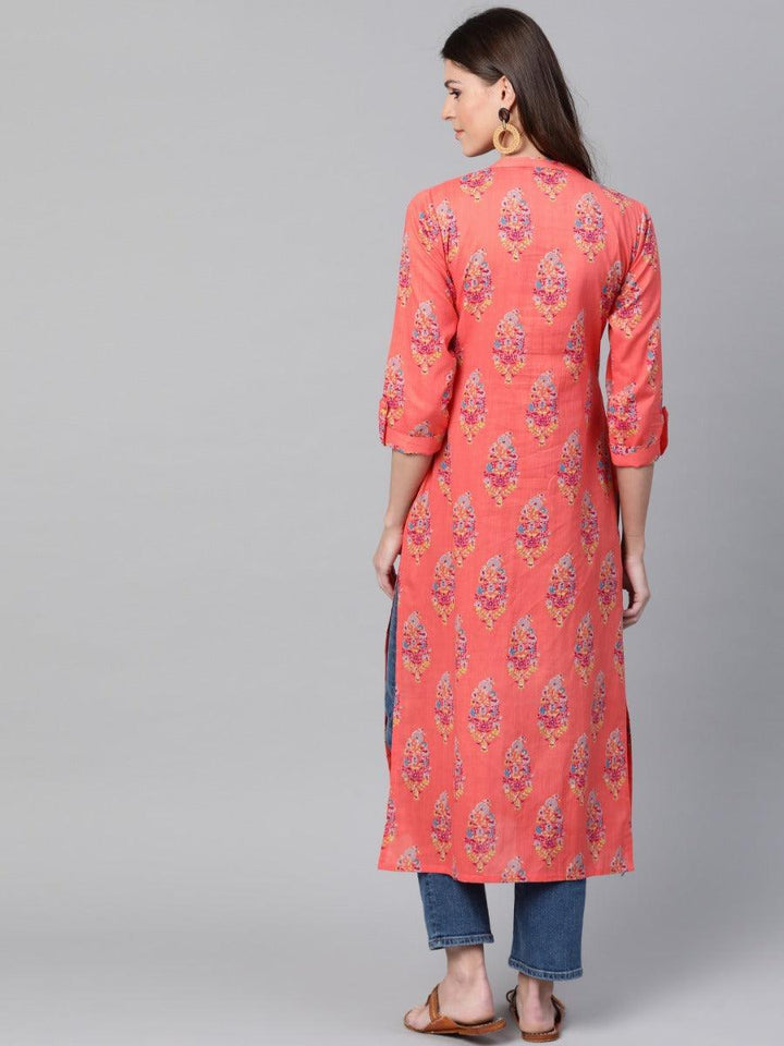 Coral Printed Cotton Kurta - ShopLibas