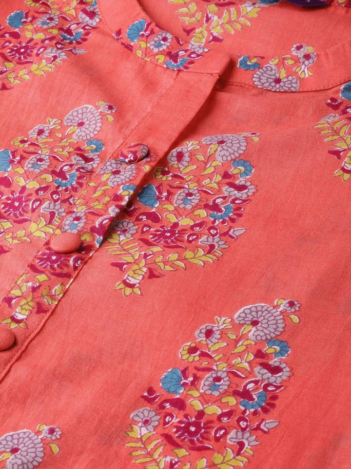 Coral Printed Cotton Kurta - ShopLibas