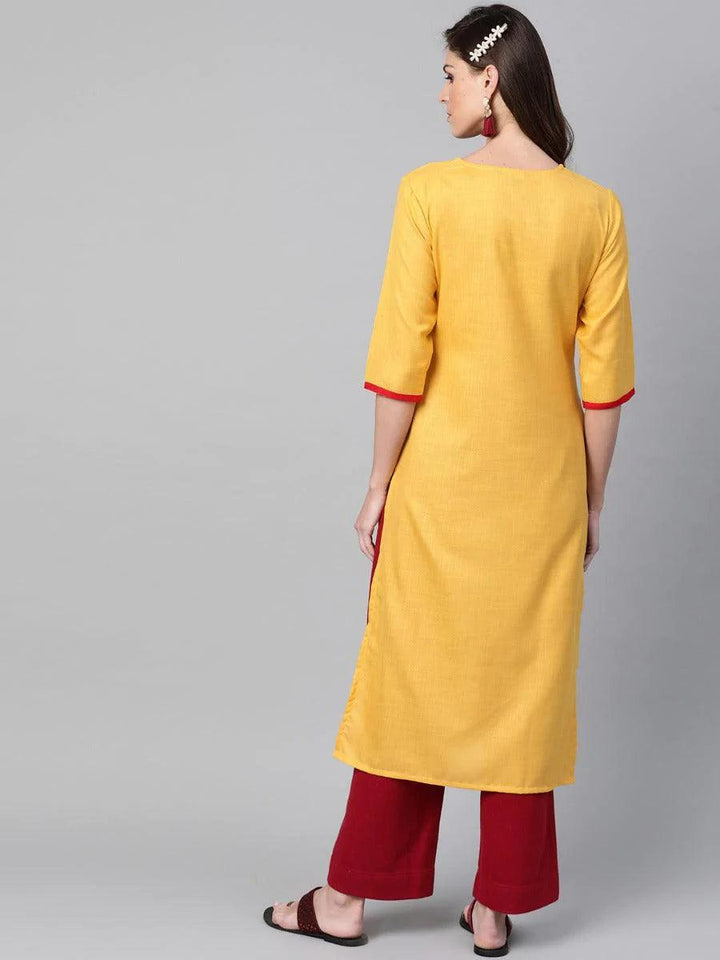 Yellow Yoke Design Cotton Kurta - ShopLibas