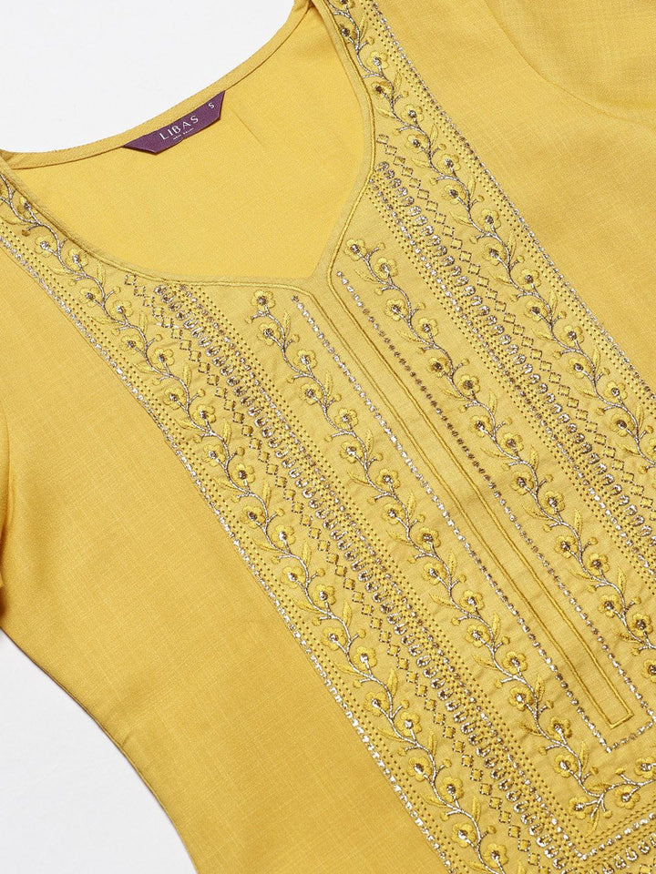 Yellow Yoke Design Cotton Kurta - ShopLibas