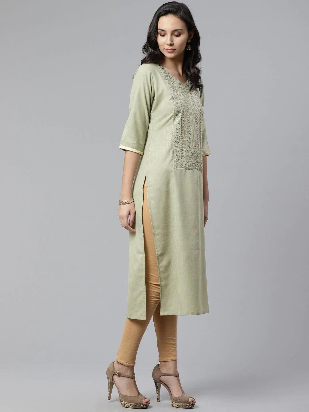 Green Yoke Design Cotton Kurta