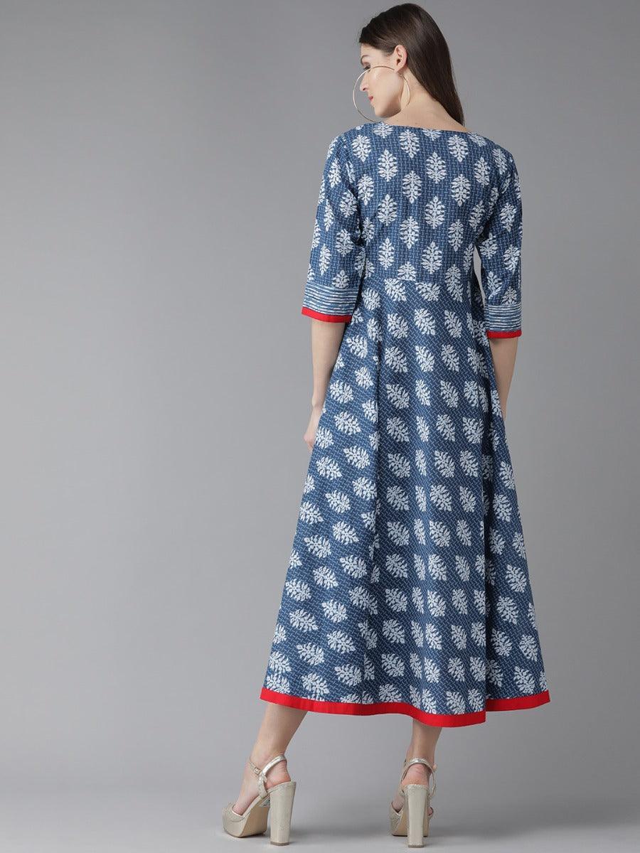 Blue Printed Cotton Dress