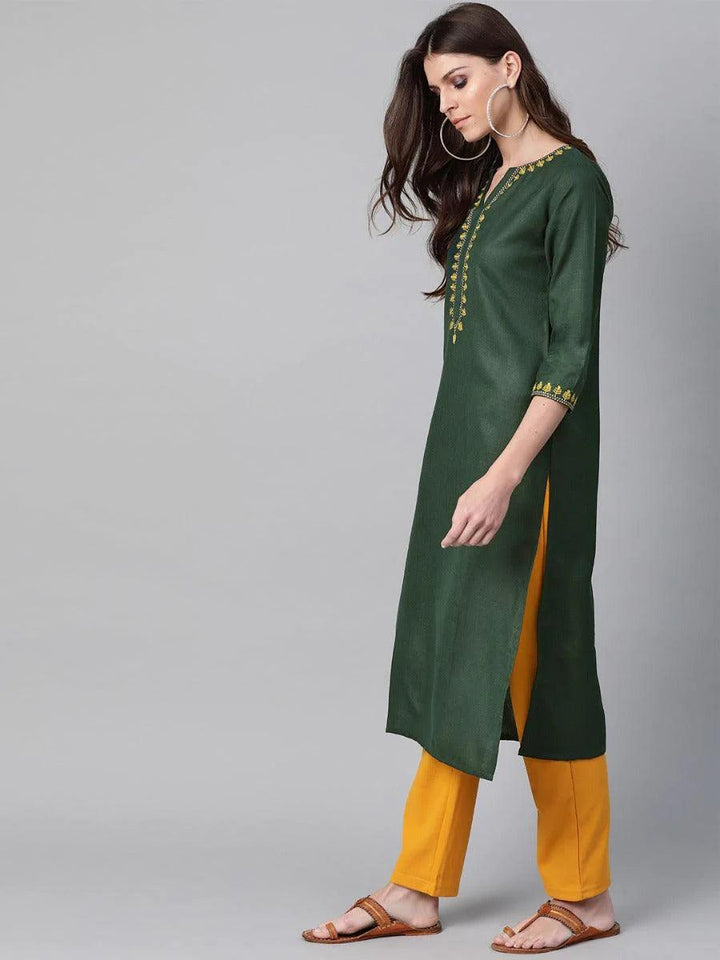 Green Yoke Design Cotton Kurta - ShopLibas