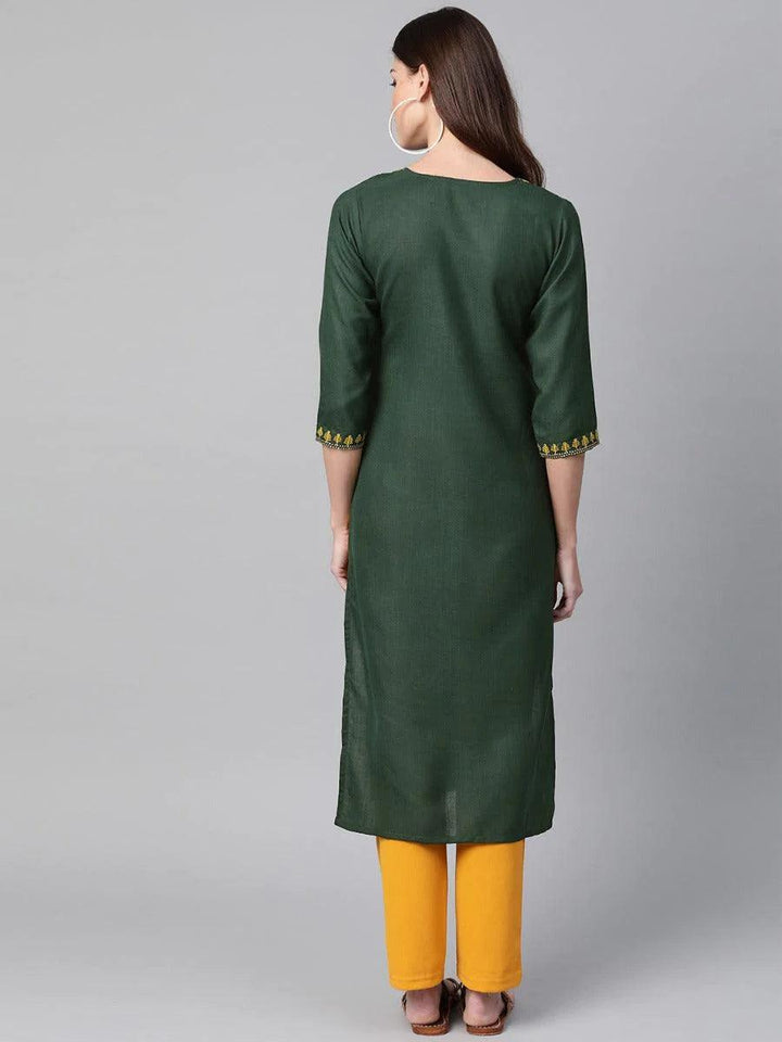 Green Yoke Design Cotton Kurta - ShopLibas