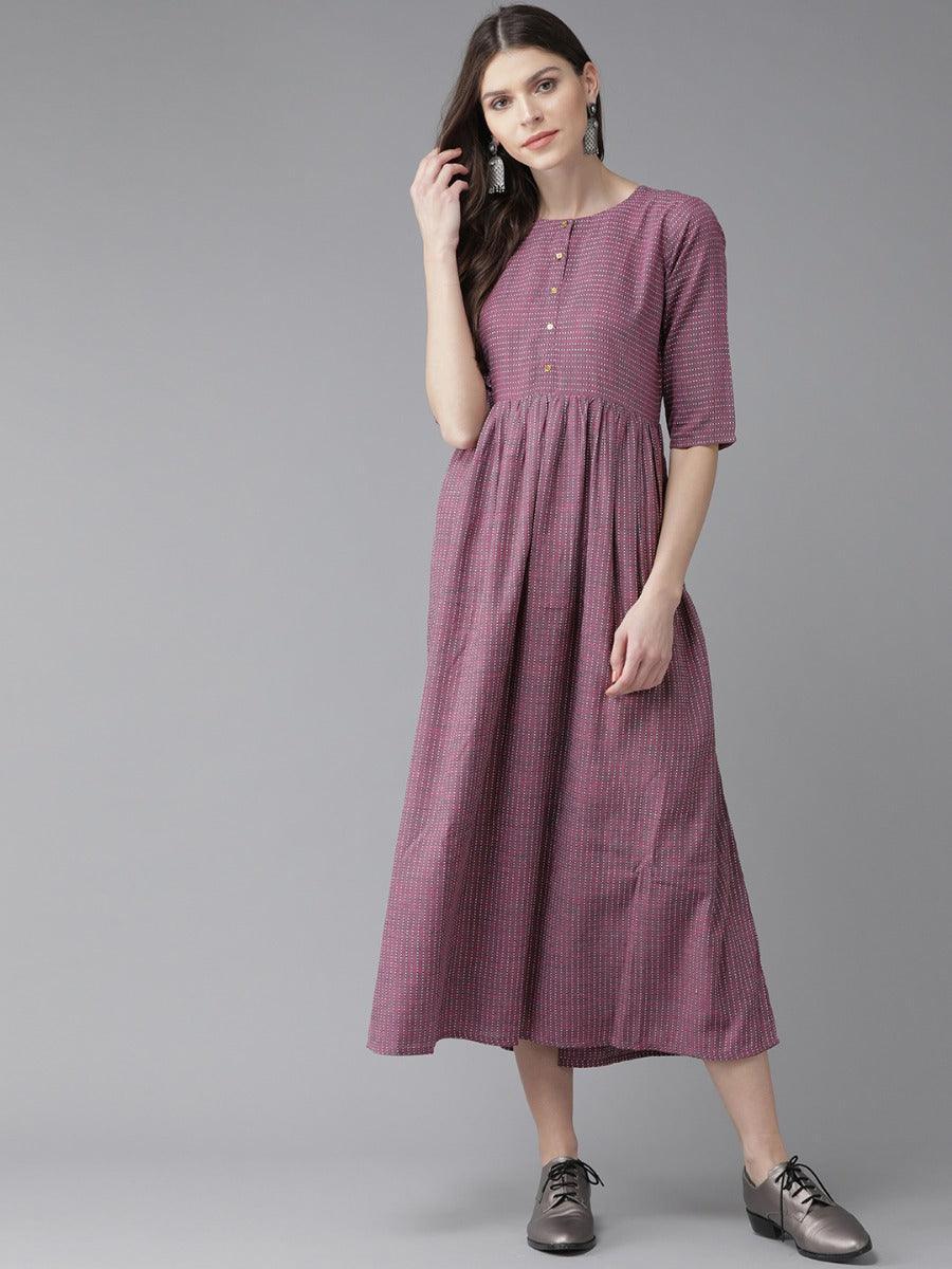 Purple Striped Cotton Dress