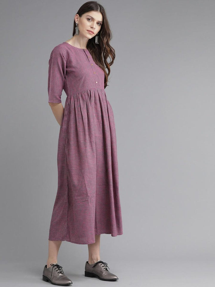 Purple Striped Cotton Dress - ShopLibas