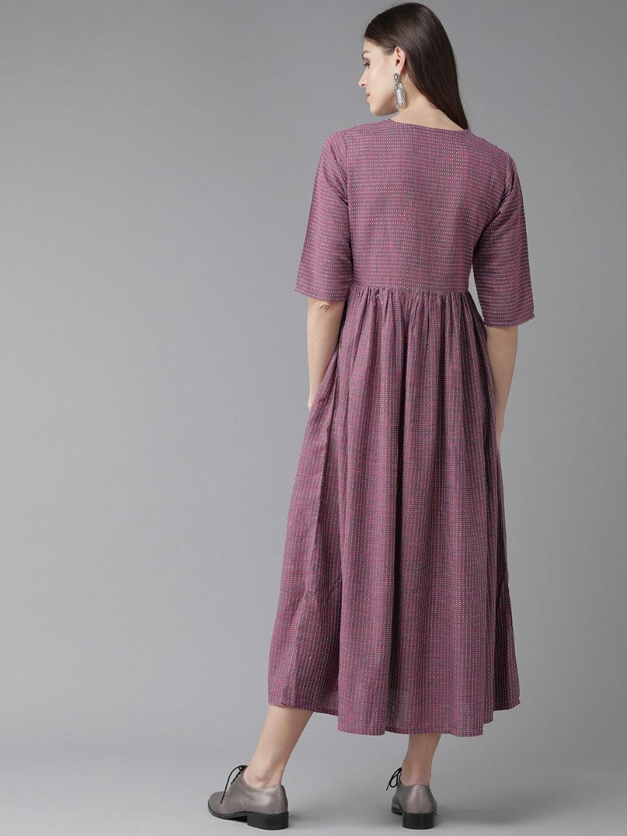 Purple Striped Cotton Dress