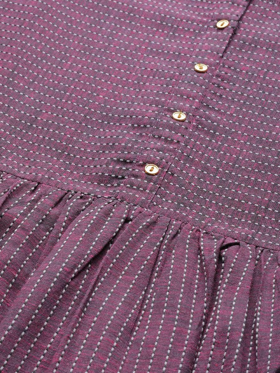 Purple Striped Cotton Dress