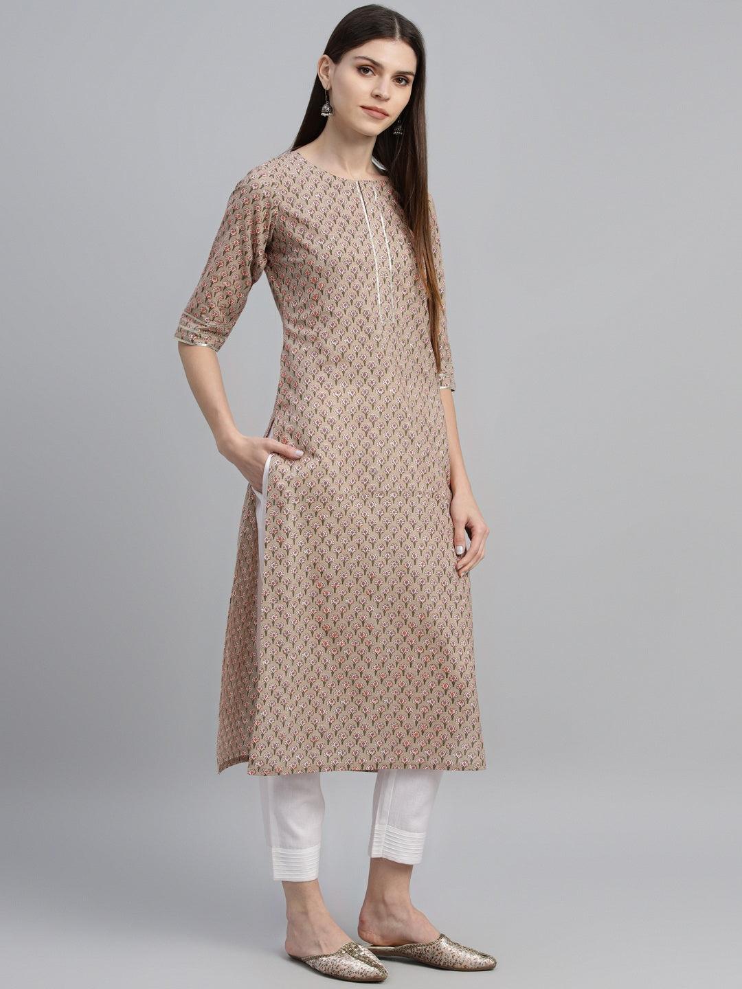 Multicoloured Printed Cotton Kurta - ShopLibas