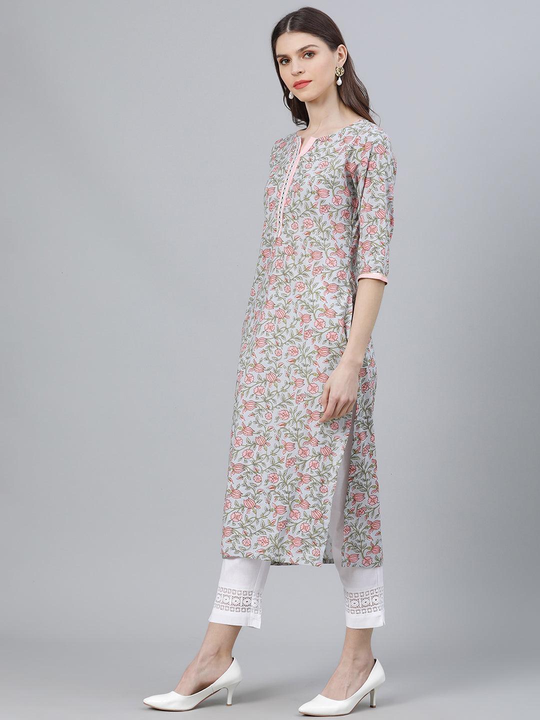 Multicoloured Printed Cotton Kurta - ShopLibas