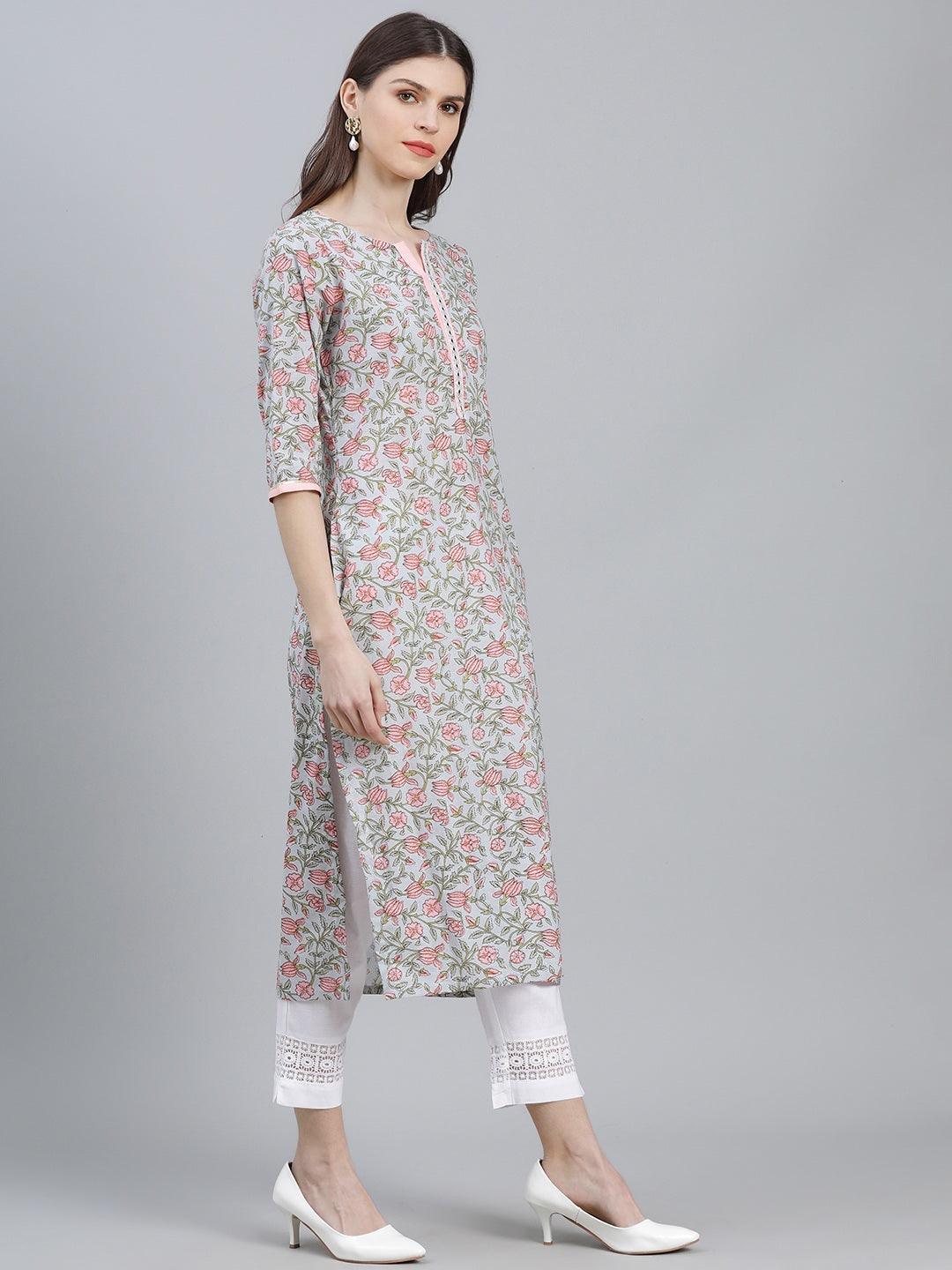 Multicoloured Printed Cotton Kurta