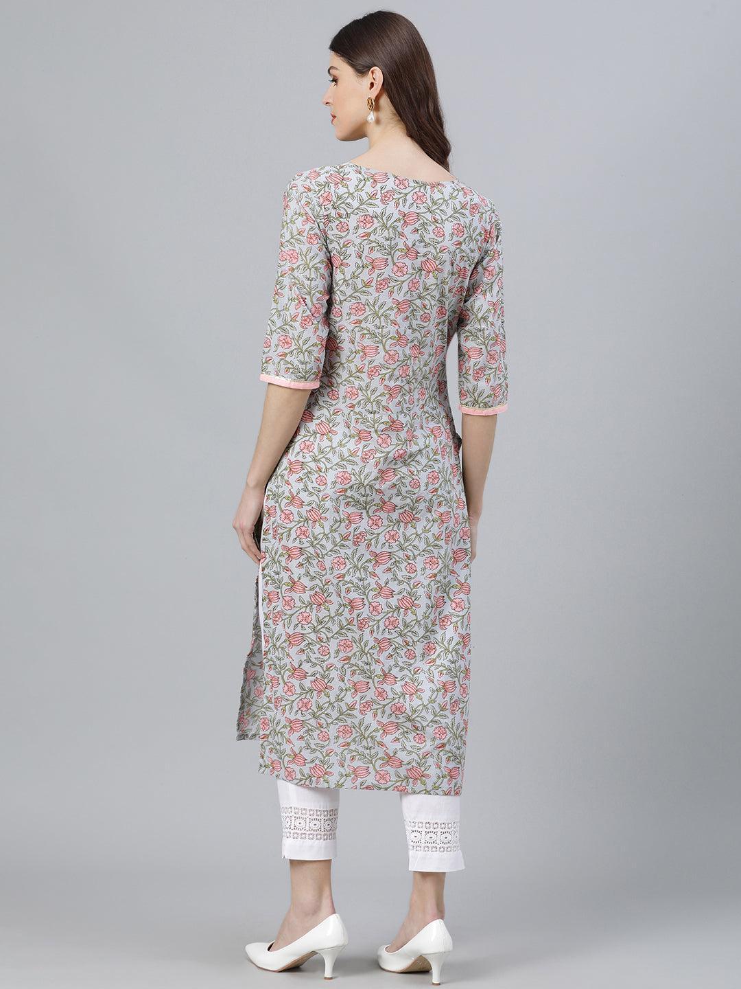 Multicoloured Printed Cotton Kurta