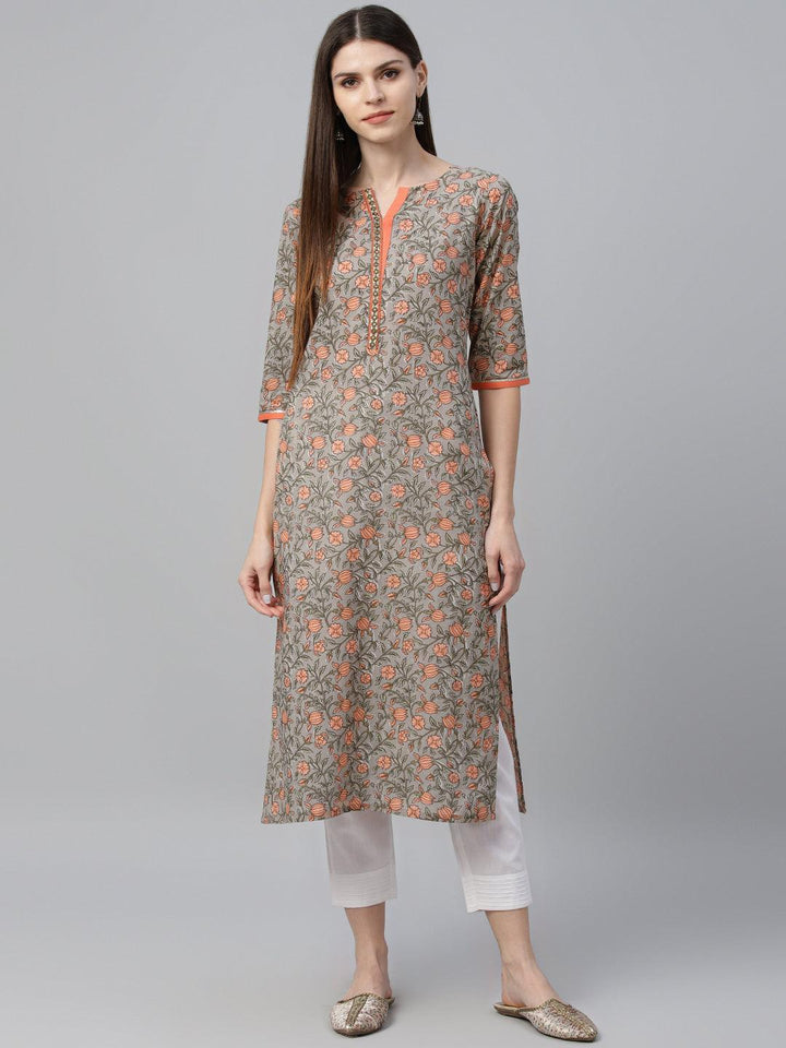 Multicoloured Printed Cotton Kurta - ShopLibas